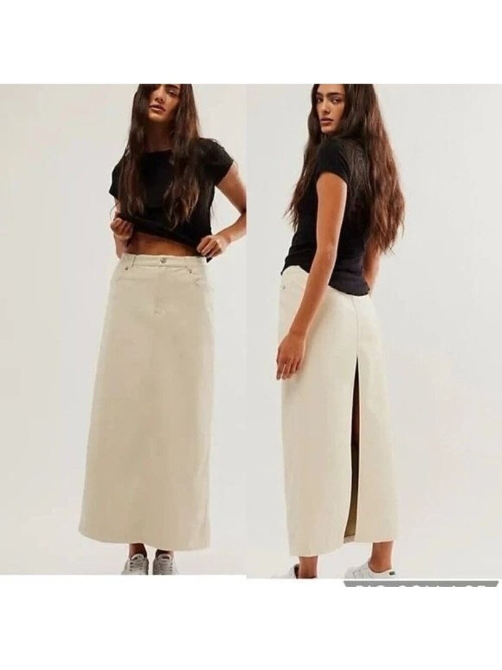 Free People City Slicker Vegan Maxi Skirt OB1584681 NWT size 6 Ivory
